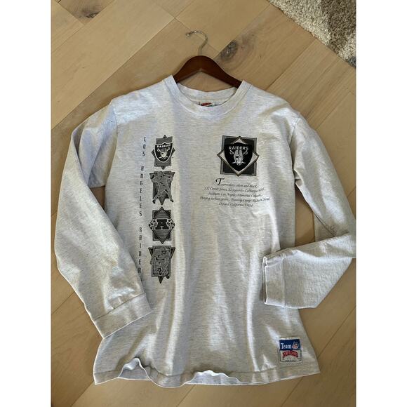 Vintage 80s Raiders Long Sleeve T Size Large Nutmeg Mills USA Made Sport Logo - Picture 1 of 12